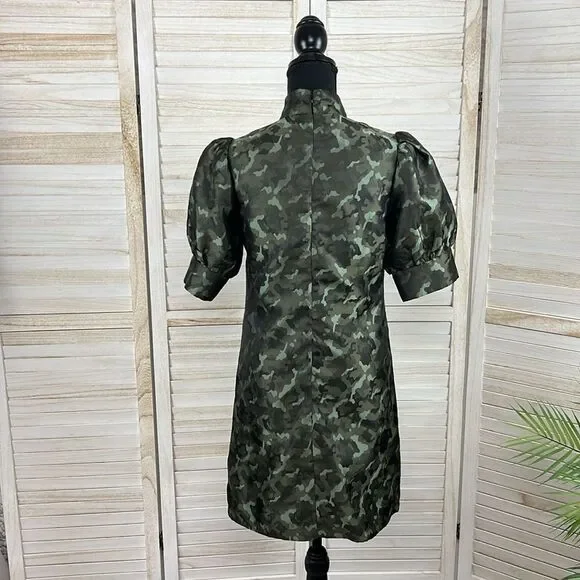 SEN Puff Sleeve Camo Mini Dress Medium - Picture 8 of 14